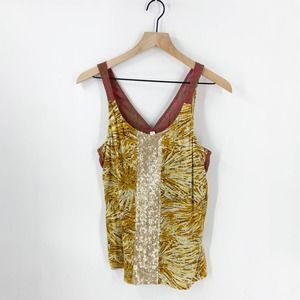Anthropologie Gold and Red Tank Top